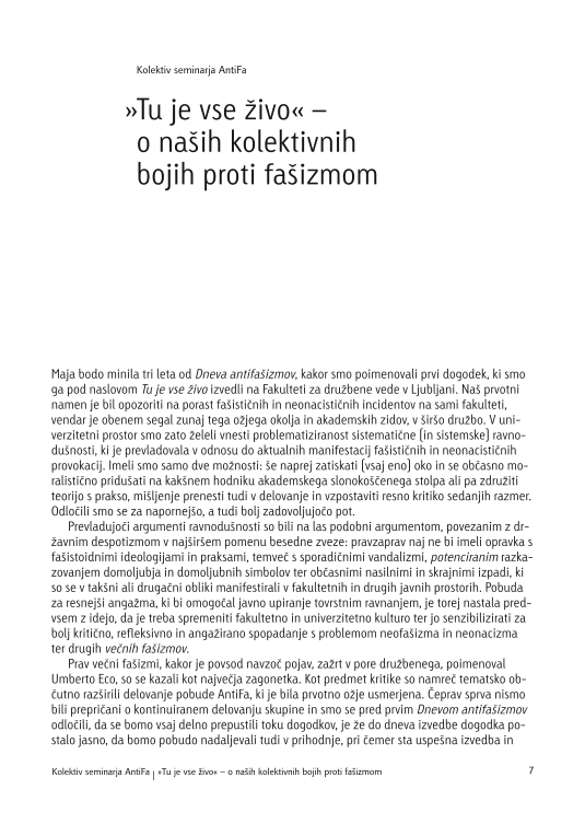 »Tu je vse živo« – o naših kolektivnih bojih proti fašizmom
