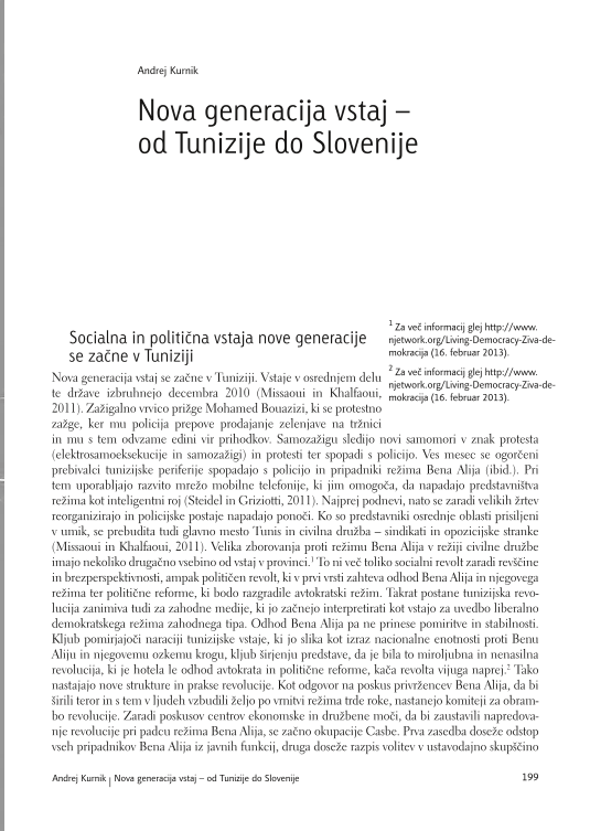 Nova generacija vstaj – od Tunizije do Slovenije