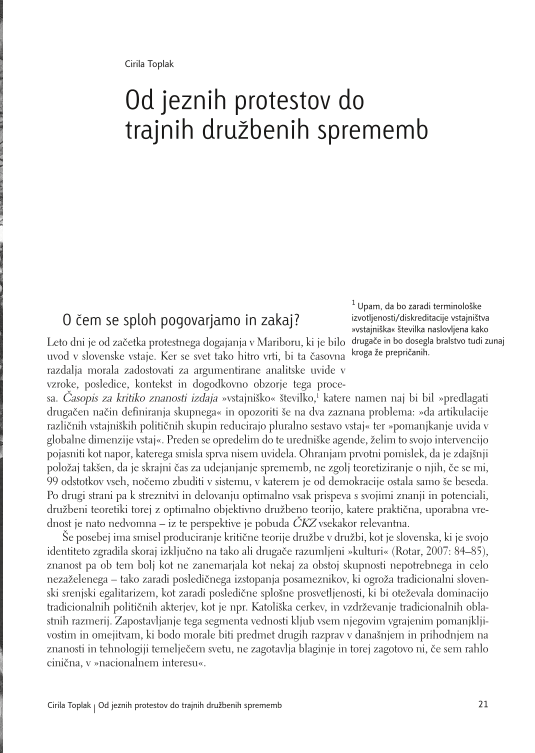 Od jeznih protestov do trajnih družbenih sprememb