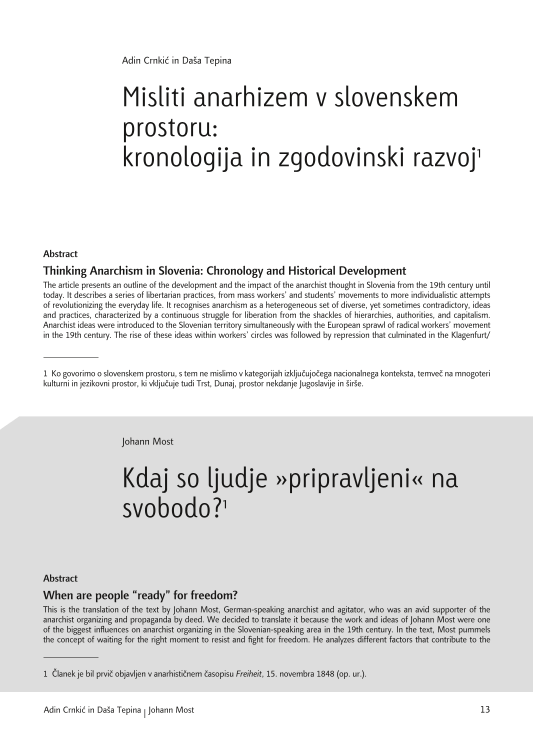 Misliti anarhizem v slovenskem prostoru: kronologija in zgodovinski razvoj