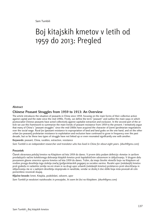 Boj kitajskih kmetov v letih od 1959 do 2013: Pregled