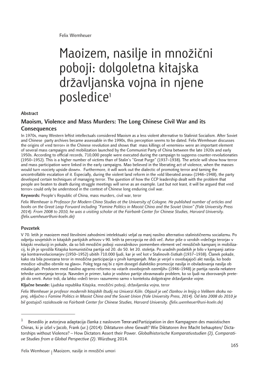 Maoizem, nasilje in množični poboji: dolgoletna kitajska državljanska vojna in njene posledice