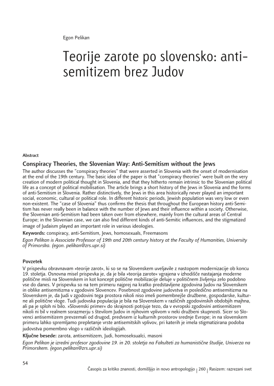 Teorije zarote po slovensko: antisemitizem brez Judov