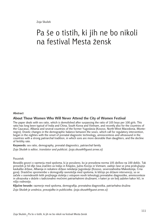 Pa še o tistih, ki jih ne bo nikoli na festival Mesta žensk