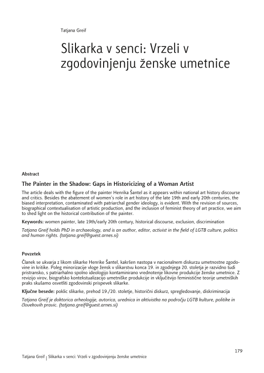 Slikarka v senci: Vrzeli v zgodovinjenju ženske umetnice