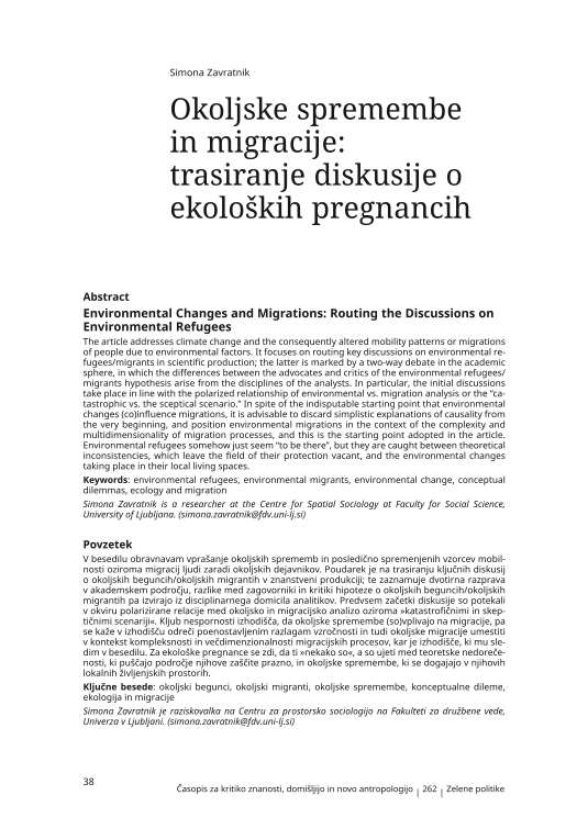 Okoljske spremembe in migracije: trasiranje diskusije o ekoloških pregnancih