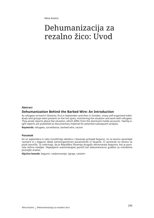 Dehumanizacija za rezalno žico: Uvod