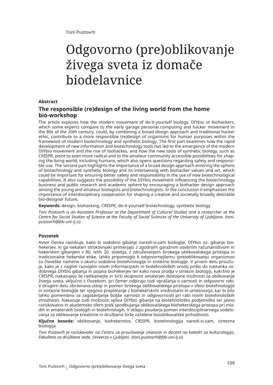 The responsible (re)design of the living world from the home bio-workshop