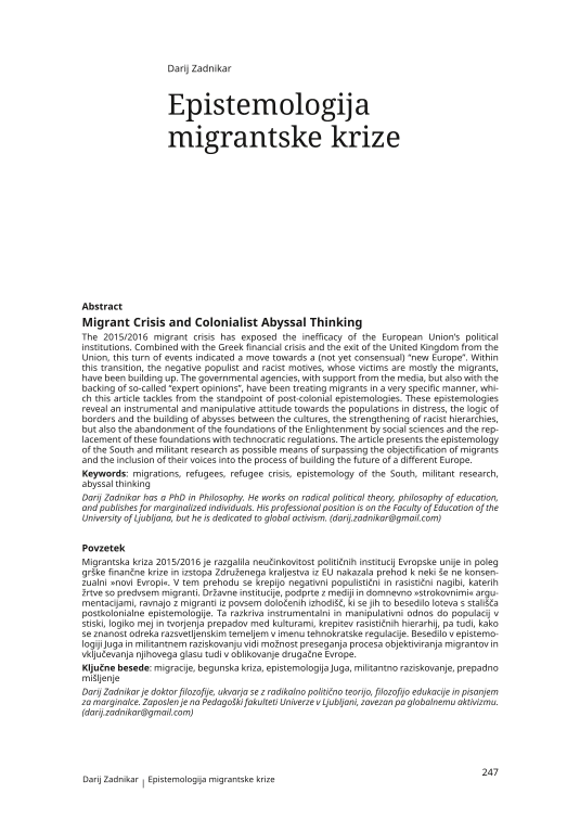 Epistemologija migrantske krize