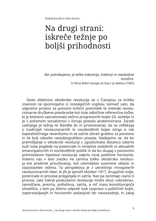 Na drugi strani: iskreče težnje po boljši prihodnosti