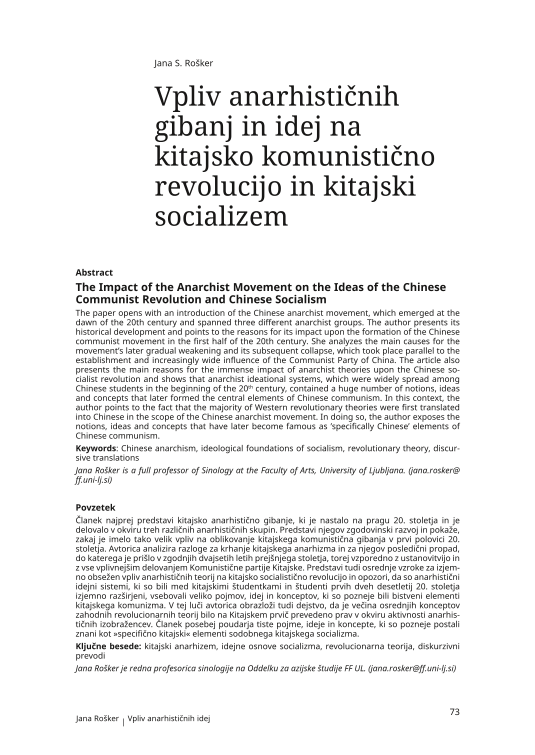 Vpliv anarhističnih gibanj in idej na kitajsko komunistično revolucijo in kitajski socializem