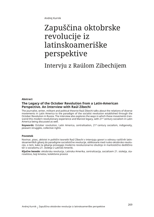 Zapuščina oktobrske revolucije iz latinskoameriške perspektive: intervju z Raúlom Zibechijem