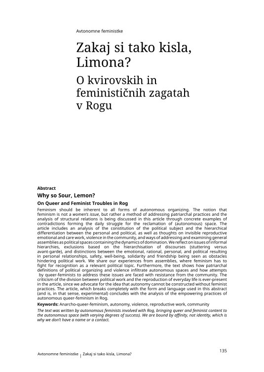 Zakaj si tako kisla, Limona? O kvirovskih in feminističnih zagatah v Rogu