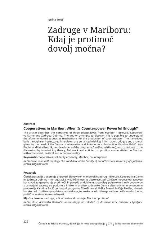 Zadruge v Mariboru: Kdaj je protimoč dovolj močna?