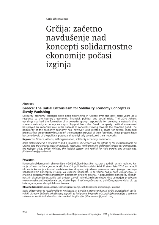 Grčija: začetno navdušenje nad koncepti solidarnostne ekonomije počasi izginja