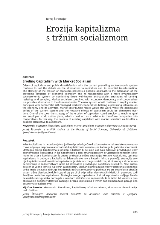 Erozija kapitalizma s tržnim socializmom