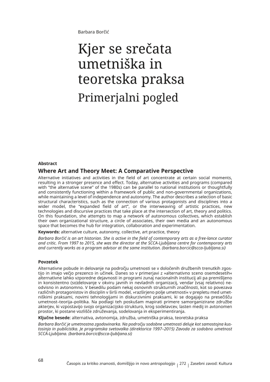 Kjer se srečata umetniška in teoretska praksa: primerjalni pogled