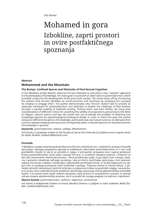 Mohammed and the Mountain: The Bumps, Confined Spaces and Obstacles of Post-factual Cognition