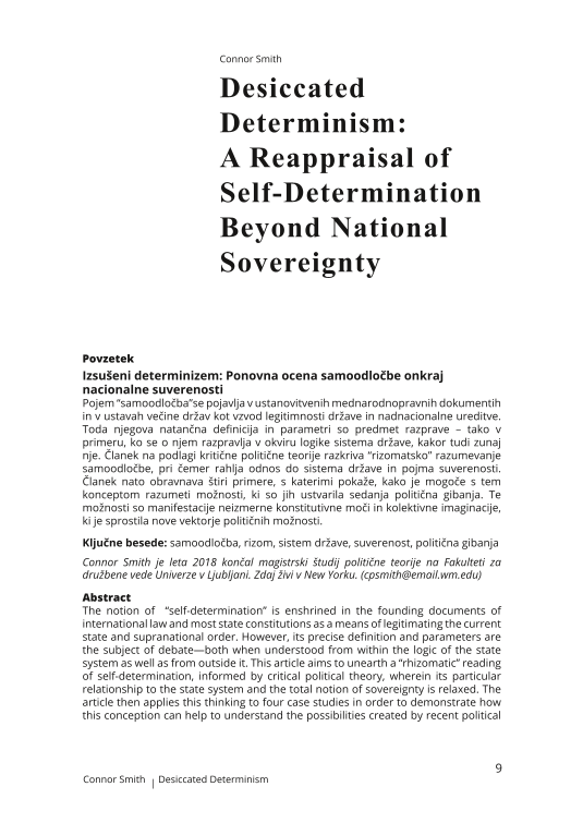 Izsušeni determinizem: Ponovna ocena samoodločbe onkraj nacionalne suverenosti