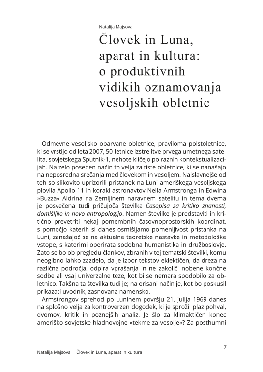 Človek in Luna, aparat in kultura: o produktivnih vidikih oznamovanja vesoljskih obletnic