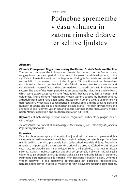 Climate Change and Migrations during the Roman State’s Peak and Decline