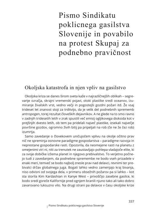 A Letter to the Union of Professional Firefighters of Slovenia and an Invitation to the Together for Climate Justice Protest