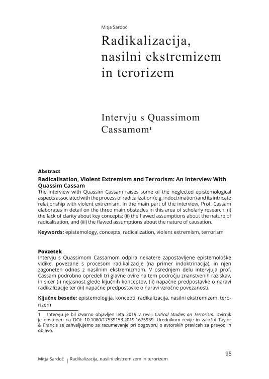 Radikalizacija, nasilni ekstremizem in terorizem: intervju s Quassimom Cassamom