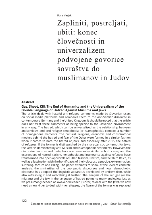 Zapliniti, postreljati, ubiti: konec človečnosti in univerzalizem podvojene govorice sovraštva do muslimanov in Judov