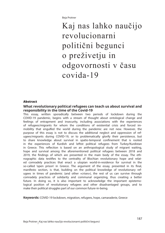 Kaj nas lahko naučijo revolucionarni politični begunci o preživetju in odgovornosti v času Covida-19