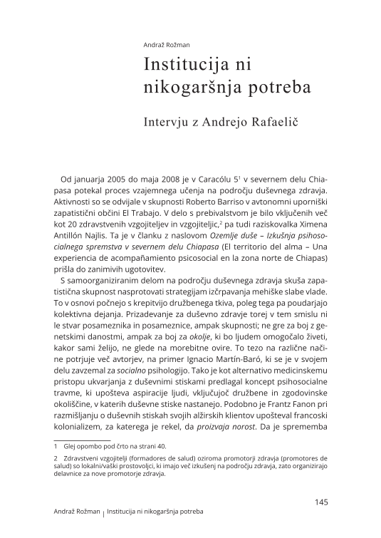 Institucija ni nikogaršnja potreba. Intervju z Andrejo Rafaelič