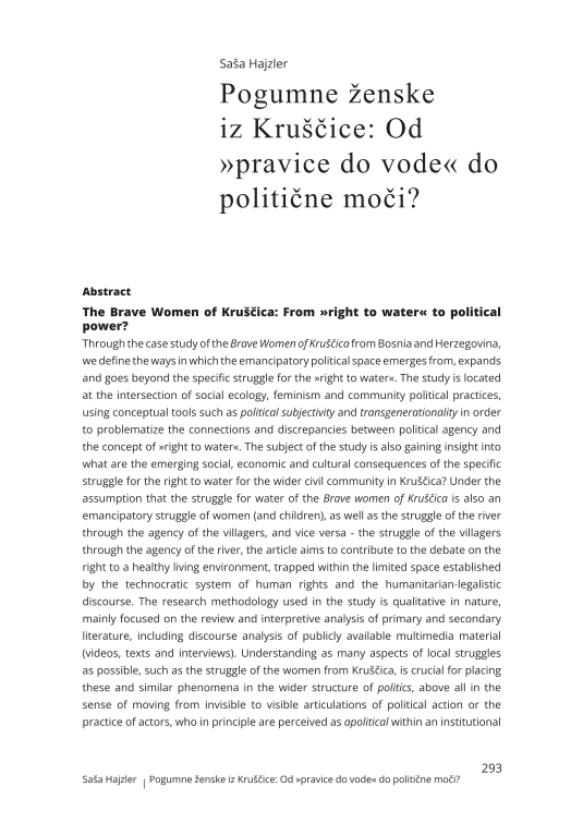 Pogumne ženske iz Kruščice: Od »pravice do vode« do politične moči?