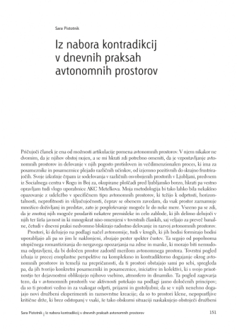 Iz nabora kontradikcij v dnevnih praksah avtonomnih prostorov