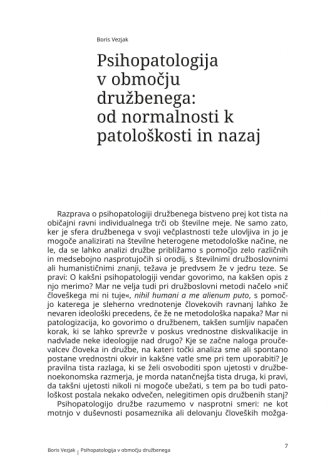 Psychopathology in the social area: from normality to pathology and back