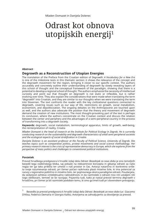 Odrast kot obnova utopijskih energij