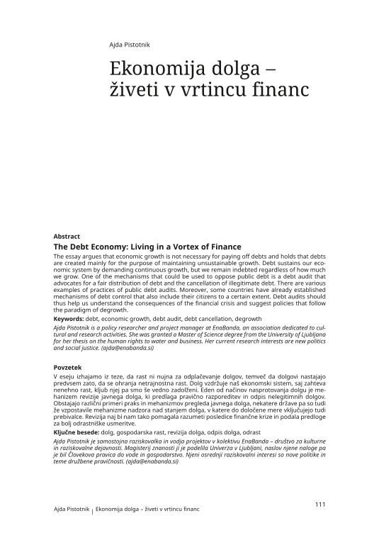 Ekonomija dolga – živeti v vrtincu financ