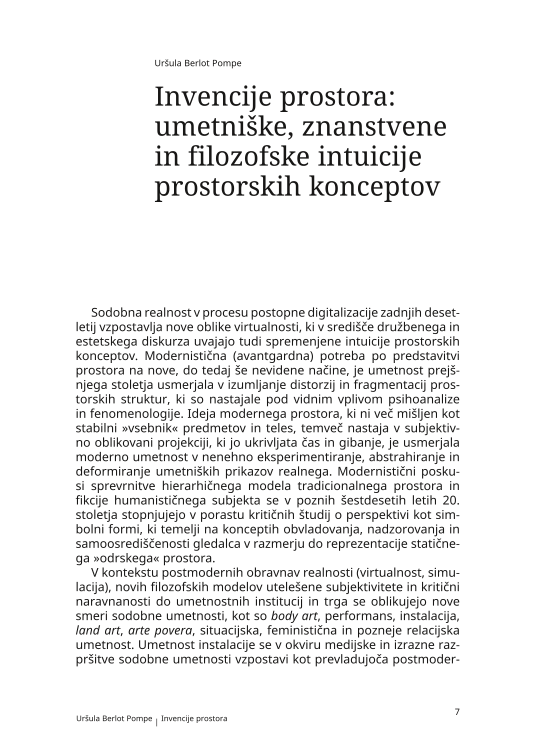 Invencije prostora: umetniške, znanstvene in filozofske intuicije prostorskih konceptov