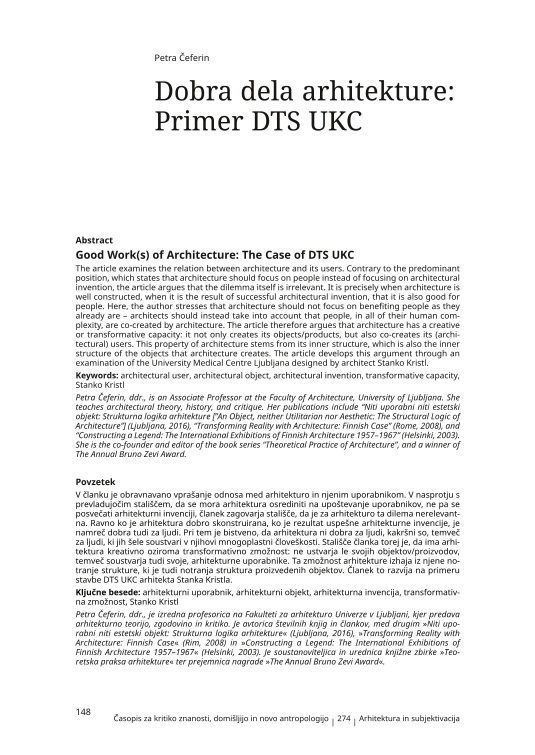 Dobra dela arhitekture: Primer DTS UKC